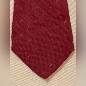 Vtg LOEWE Madrid Maroon Diagonal Dash Pattern Silk Neck Tie w/Multicolor Accents